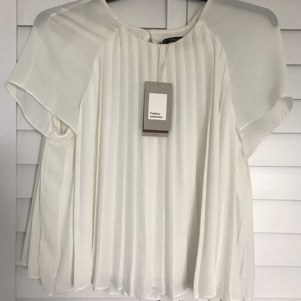 Zara White pleated blouse